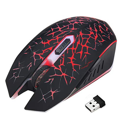 Yissone 2.4 GHz Wireless Mouse Six-Key Optical Computer Mouse with RGB Backlit for Laptop PC Black