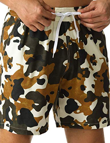 Unitop Men's Board Shorts Quick Dry Summer Breathable Surf Shorts Camo Yellow 42