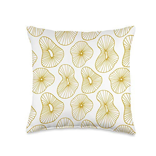Swesly Totes  and  Pillows Abstract Pattern Flowers in Yellow on White AES365 Throw Pillow 16x16 Multicolor
