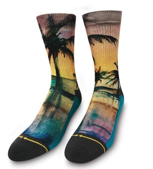 Maia Negre Liquid Sunset Yellow Gray Unisex Artist Crew Sock