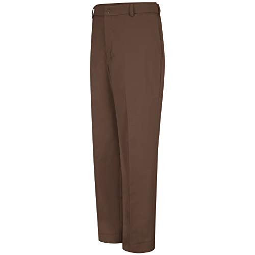 Red Kap Men's Stain Resistant Flat Front work Pants Brown 29W x 34L