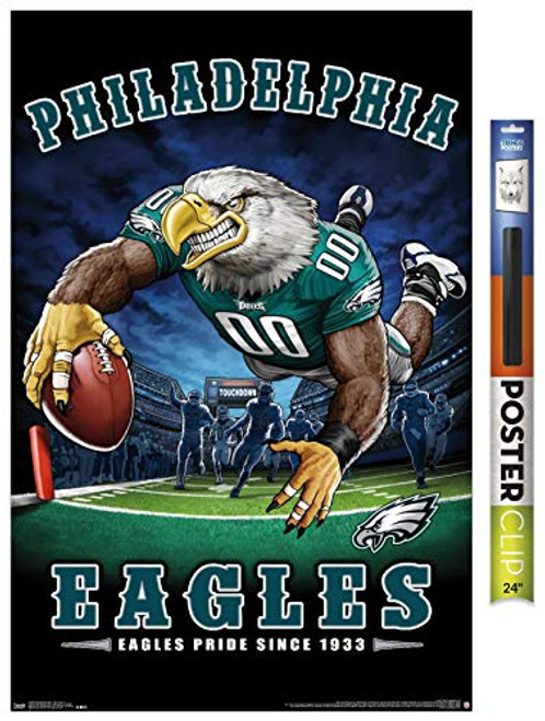 Trends International NFL Philadelphia Eagles - End Zone 17 Wall Poster 22.375" x 34" Premium Poster  and  Clip Bundle Trends International NFL Philadelphia Eagles - End Zone 17 Wall Poster 22.375" x 34" Premium Poster  and  Clip Bundle