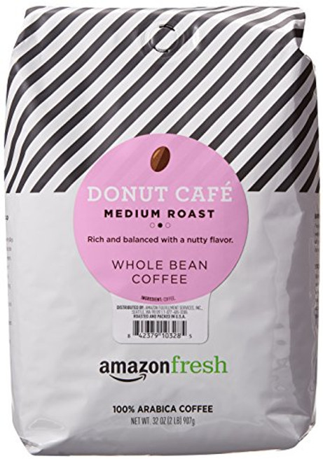 AmazonFresh Donut Cafe Whole Bean Coffee, Medium Roast, 32 Ounce AmazonFresh Donut Cafe Whole Bean Coffee, Medium Roast, 32 Ounce