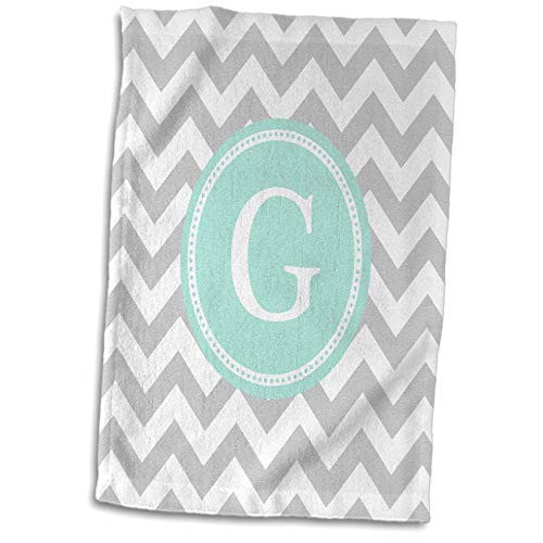 3dRose Letter G Grey and white Chevron with Mint monogram personal initial G - Towels -twl_316332_1-