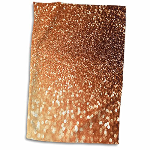 3dRose Luxury Sparkle Pink Rose Gold Metallic Faux Glitter Print Towel 15 x 22