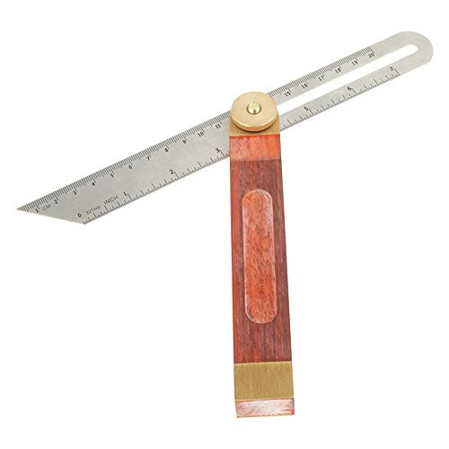 Stainless Steel Activity Angle RulerProtractor Horizontal Sliding T-Bevel Square Carpenter Measuring Multi Angle Wooden Handle with Inch-cm Marks