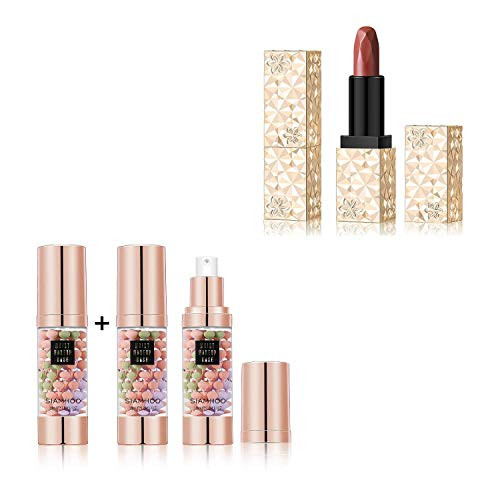 One Step Face Primer Makeup Tricolor Tinted Moisturizer Skin Tone and Red Lipstick Long Lasting Lipstick Bundle