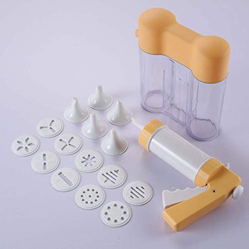 Cookie Press Gun Kit Cookie Maker Include 10 Discs and 6 Icing Tips Spritz Manual Biscuit Maker Machine for DIY Cookie Maker and Cake Icing Decoration