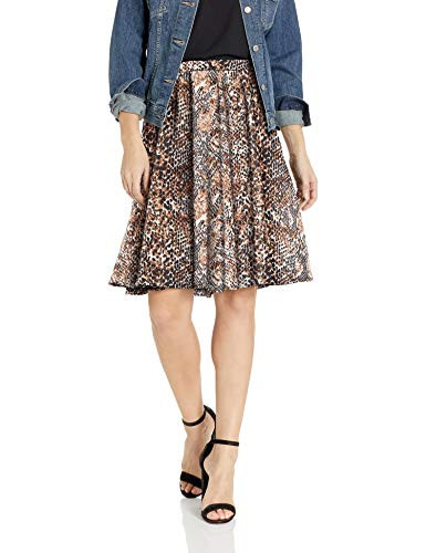 Star Vixen Women's Full Knee-Length Ponte Knit Skater Brown Python Medium
