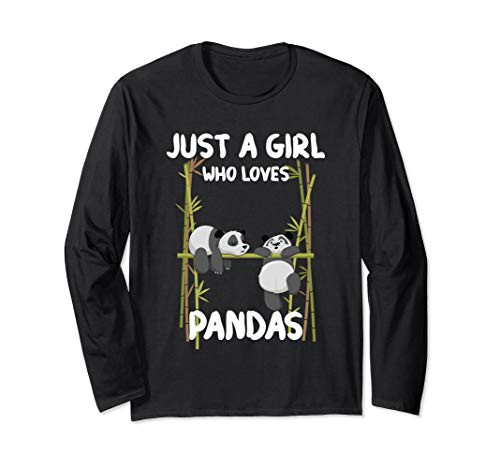 Adorable Panda Babies On Bamboo Tree Girls Panda Lovers Gift Long Sleeve T-Shirt