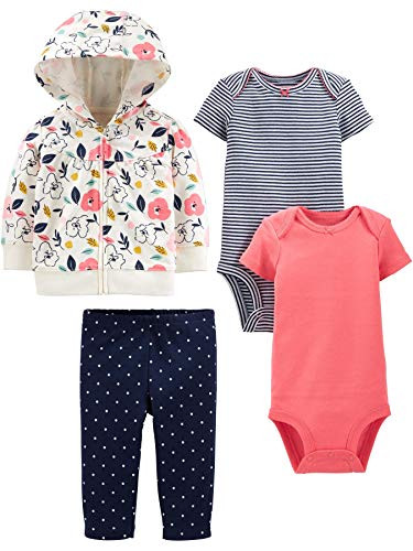 Simple Joys by Carter's Girls' 4-Piece Jacket Pant and Bodysuit Set Floral Newborn