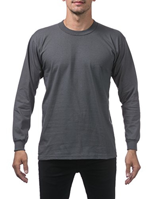 Pro Club Men's Heavyweight Cotton Long Sleeve Crew Neck T-Shirt 2X-Large Graphite