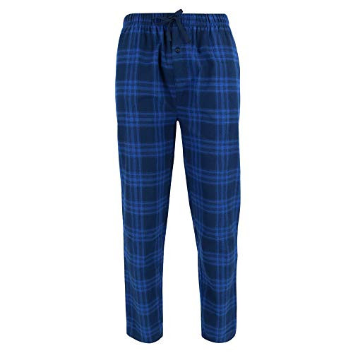 Wanted Men's 100 percent Cotton Flannel Lounge Pajama Jogger Pants Small Blue Plaid