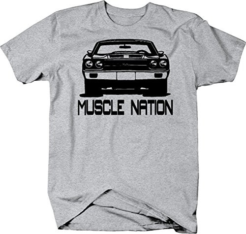 Muscle Nation Classic Hotrod Car SS Nova Chevelle Tshirt - Large Heather Grey