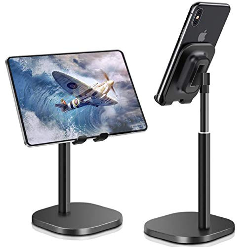 Cell Phone Stand for Desk Angle Height Adjustable Phone Holder Cell Phone Holder for Desk Cellphone Dock Compatible with All Mobile Phones -Black-