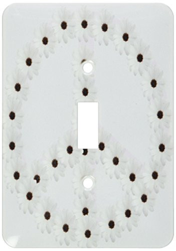 3dRose lsp_40180_1 White Peace Sign-Inspirational Art-Flowers Single Toggle Switch