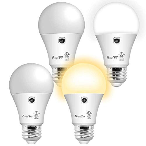 Bundle - 2 Pack 3000K Dusk to Dawn Light Bulbs  and  2 Pack 5000K Dusk to Dawn Light Bulbs- 10W-60W Equivalent- UL Listed A19 E26 Indoor Outdoor Lighting