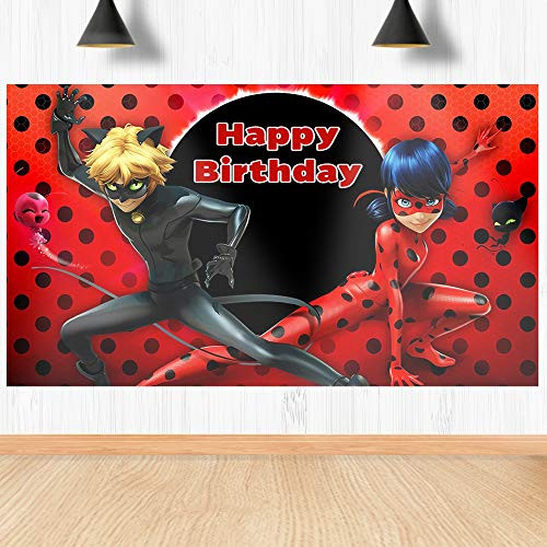 Ladybug Backdrop for Birthday Party Supplies Decorations Photography Background Kids Banner Background Birthday Party Decoration Photo Video Photography Studio 7x5Ft