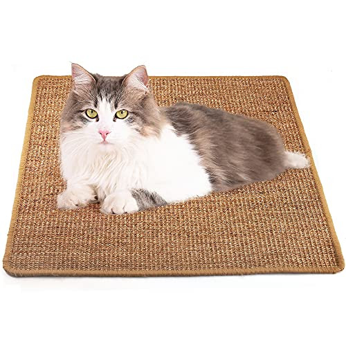 Cat Scratcher Mat Natural Sisal Cat Scratching Carpet Pad Floor Scratching Rug Anti Slip Cat Scratching Mat for Cat Grinding Claws  and  Protecting Furniture -23.6 x 23.6-