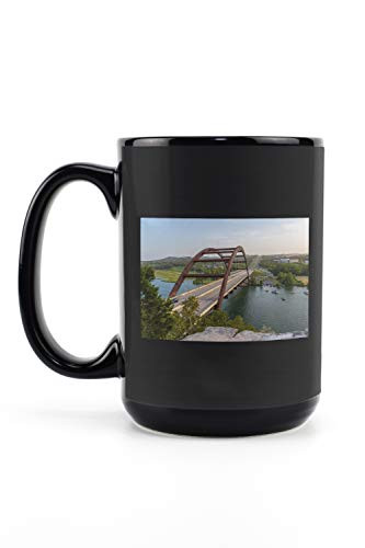 Lantern Press Austin 360 Bridge in Texas 9023327 -15oz Black Ceramic Mug - Dishwasher and Microwave Safe-