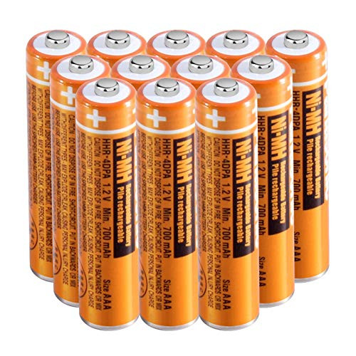 12 Pack HHR-4DPA NI-MH Rechargeable Battery for Panasonic 1.2V 700mAh AAA Battery for Cordless Phones