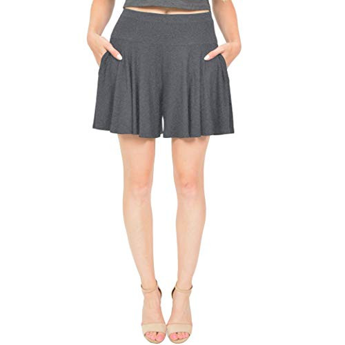 Stretch is Comfort Womens Flowy Skort with Pockets Charcoal Gray 3X