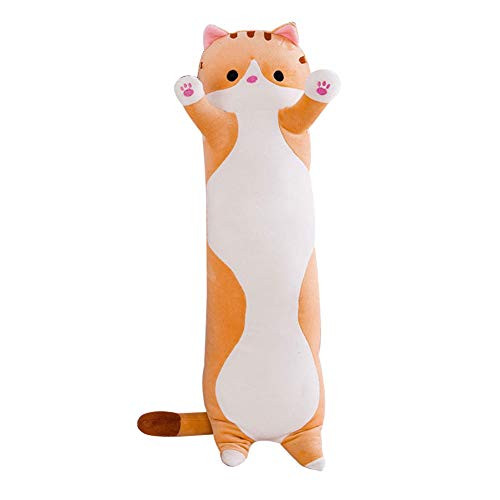 Flykee Cat Soft Pillow Plush Long Throw Sleeping PillowCute Plush Cats Doll Soft Stuffed Pillow Doll Toy Gift for Kids Girlfriend