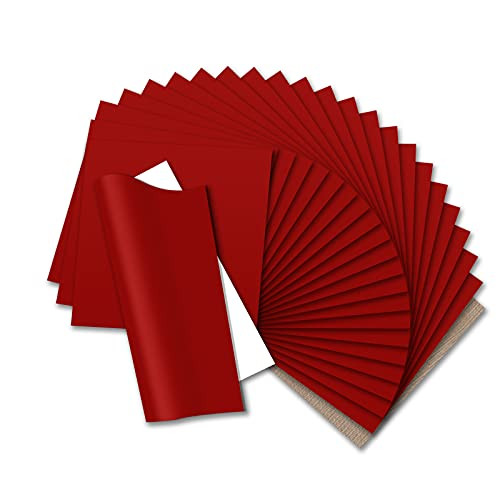 HTVRONT Red HTV Heat Transfer Vinyl Bundle- 24 Pack 12"x12" Red Iron on Vinyl Sheets for T-Shirt -1 Teflon Sheet Included- Red PU HTV Vinyl Easy to Cut  and  Weed for Heat Vinyl Design