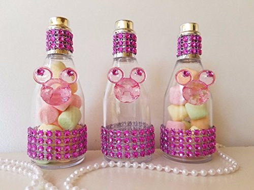 12 Minnie Mouse Fillable Champagne Bottles Baby Shower Favors Game Birthday Girl