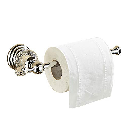 BATHSIR Crystal Toilet Paper Holder Chrome Tissue Paper Holder Silver Bathroom Toilet Roll Hanger Wall Mounted