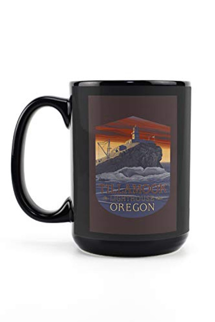 Lantern Press Oregon Coast Tillamook Lighthouse Contour 97811 -15oz Black Ceramic Mug Dishwasher and Microwave Safe- Lantern Press Oregon Coast Tillamook Lighthouse Contour 97811 -15oz Black Ceramic Mug Dishwasher and Microwave Safe-