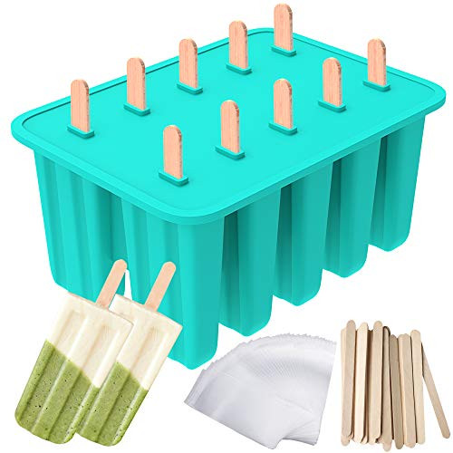 Ozera Popsicle Molds 10-Cavity Popsicle Maker Mold Food Grade Silicone Popsicle Molds Homemade Popsicles Ice Cream Mold Ice Pop Molds with 50 Popsicle Sticks 50 Popsicle Bag Ozera Popsicle Molds 10-Cavity Popsicle Maker Mold Food Grade Silicone Popsicle Molds Homemade Popsicles Ice Cream Mold Ice Pop Molds with 50 Popsicle Sticks 50 Popsicle Bag