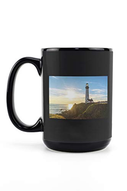 Lantern Press Pescadero California - Pigeon Point Lighthouse 9018307 -15oz Black Ceramic Mug - Dishwasher and Microwave Safe- Lantern Press Pescadero California - Pigeon Point Lighthouse 9018307 -15oz Black Ceramic Mug - Dishwasher and Microwave Safe-