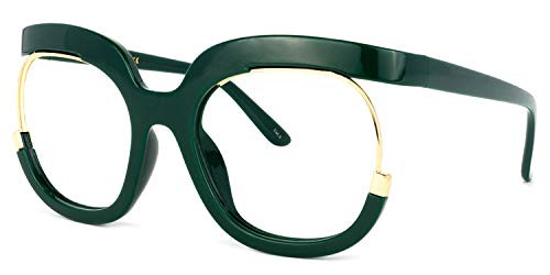 Voogueme Oversized Dark Green Square Eyeglasses Glasses for Women with Clear Lens Fredia OX739865-04