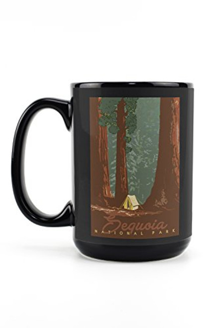 Lantern Press Sequoia National Park California Redwood Forest Sequoias and Tent 81446 -15oz Black Ceramic Mug Dishwasher and Microwave Safe- Lantern Press Sequoia National Park California Redwood Forest Sequoias and Tent 81446 -15oz Black Ceramic Mug Dishwasher and Microwave Safe-