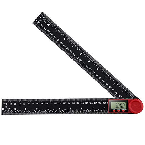 Koolertron Digital Angle Finder Protractor Ruler Digital Goniometer 300mm 360 °LCD Display Nylon Glass Ruler Meter Measuring Tool with Zeroing and Locking Function