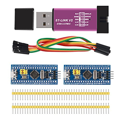 UMLIFE ST-Link V2 Programming Unit Emulator Downloader-Random Color- with 2PCS 40pin STM32F103C8T6 ARM STM32 SWD Minimum System Board Micro USB for Arduino