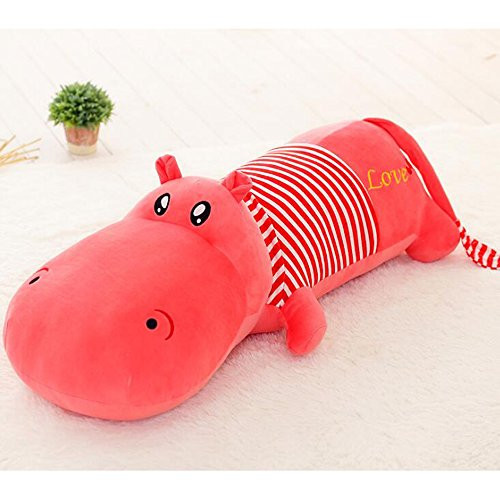 Dongcrystal 31.4 Inches Red Hippo Stuffed Animal Toy Soft Plush Hippopotamus Pillow