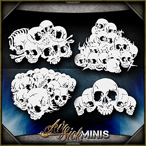 Mini Skull Background 3 AirSick Airbrush Stencil Template