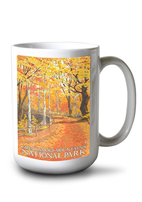 Lantern Press Great Smoky Mountains National Park Tennesseee Fall Colors -15oz White Ceramic Mug- Lantern Press Great Smoky Mountains National Park Tennesseee Fall Colors -15oz White Ceramic Mug-