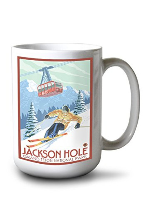 Lantern Press Jackson Hole Wyoming Grand Teton National Park Skiing 12114 -15oz White Ceramic Mug- Lantern Press Jackson Hole Wyoming Grand Teton National Park Skiing 12114 -15oz White Ceramic Mug-