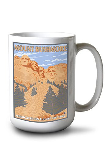 Lantern Press Mt Rushmore National Park South Dakota -15oz White Ceramic Mug-