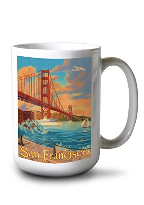 Lantern Press San Francisco California Golden Gate Bridge 8515 -15oz White Ceramic Mug- Lantern Press San Francisco California Golden Gate Bridge 8515 -15oz White Ceramic Mug-