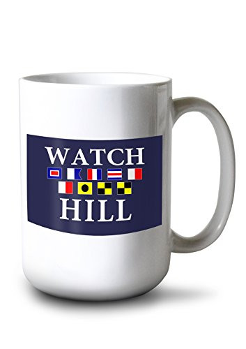Lantern Press Watch Hill Rhode Island Nautical Flags -15oz White Ceramic Mug-
