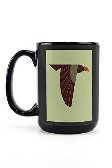 Lantern Press Turkey Vulture Geometric Contour 93316 -15oz Black Ceramic Mug Dishwasher and Microwave Safe- Lantern Press Turkey Vulture Geometric Contour 93316 -15oz Black Ceramic Mug Dishwasher and Microwave Safe-