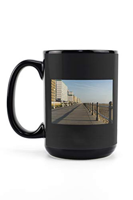 Lantern Press Virginia Beach Virginia - Boardwalk and Blue Sky 9010800 -15oz Black Ceramic Mug - Dishwasher and Microwave Safe- Lantern Press Virginia Beach Virginia - Boardwalk and Blue Sky 9010800 -15oz Black Ceramic Mug - Dishwasher and Microwave Safe-