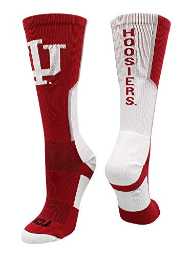 TCK Indiana Hoosiers Perimeter Crew Socks -Crimson-Cream-Grey Medium-