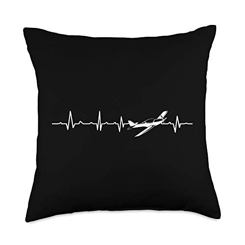 Aviation Airport Travel Flying Airplanes Adventure Awesome Pilot Heartbeat Flying Airplane Plane Aircraft Gift Throw Pillow 18x18 Multicolor