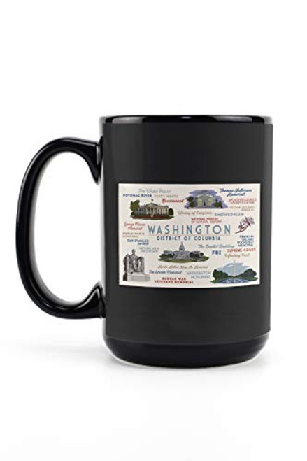 Lantern Press Washington DC Typography and Icons -15oz Black Ceramic Mug Dishwasher and Microwave Safe- Lantern Press Washington DC Typography and Icons -15oz Black Ceramic Mug Dishwasher and Microwave Safe-