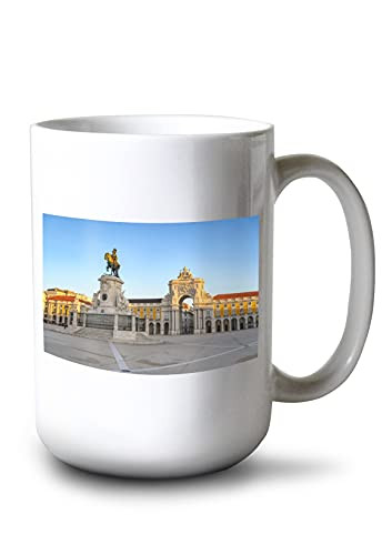 Lantern Press Lisbon Portugal - Arco da RUA Augusta  and  Commerce Square 9032595 -15oz White Ceramic Mug-